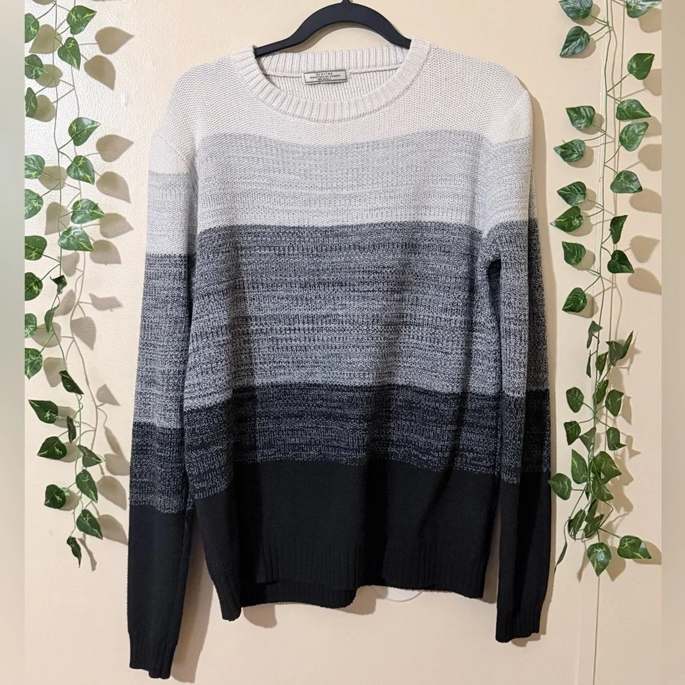 Men's Ombre Crewneck Sweater - Gray/Black 100% cotton Size L